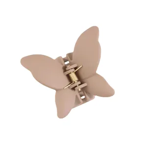 Molla per capelli a forma di farfalla satinata in materiale ABS color marrone