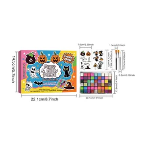 Guida alle dimensioni per kit pittura viso e corpo Halloween con tavolozza e adesivi