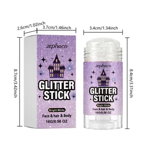Product dimensions and packaging detail for white shimmering halloween makeup stick