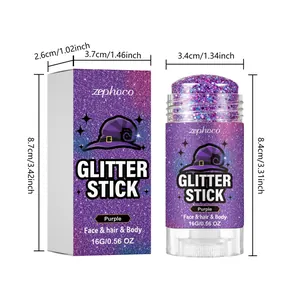 Dimensions of purple Halloween glitter stick for face, hair and body makeup