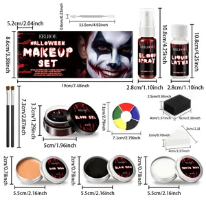 Guía detallada de dimensiones para el set de maquillaje profesional Halloween con sangre