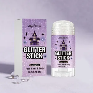Halloween Glitter Stick Bright White Face Body Hair Shimmer Makeup Stick Sparkling Face Cream For Festival Party Cosplay