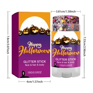 Dimensioni dettagliate dello stick glitter viola Halloween per trucco viso e corpo