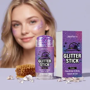 Purple Glitter Stick Solid Makeup Balm For Face Hair Body Long Lasting Shinning Festive Party Halloween Makeup