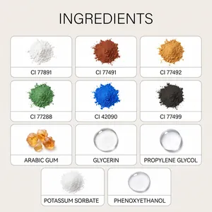 Elenco completo degli ingredienti per trucco bimbi con pigmenti sicuri e glicerina.
