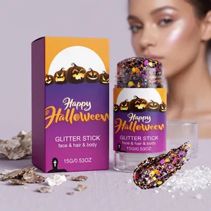 Texture dettagliata del bastoncino glitter viola di Halloween per viso, corpo e capelli