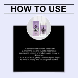 Instruction guide for zephoco bright white glitter stick for face hair and body makeup