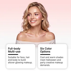 Nahaufnahme von pinkfarbenem Glitzer-Make-up für Gesicht und Haar für Halloween