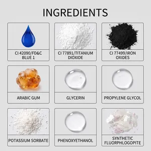 Lista de ingredientes con glicerina y dióxido de titanio para pintura facial