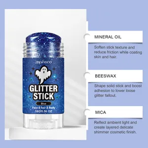 Stick glitter blu zephoco per pittura viso e corpo Halloween con olio minerale naturale