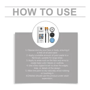 Instrucciones de uso detalladas para el set de pintura corporal para Halloween