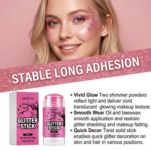 Detailansicht des rosa Glitzerstifts für Halloween-Make-up im Gesicht und am Körper