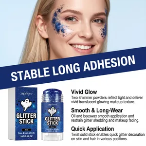 Stick glitter blu per trucco Halloween viso e corpo con effetto brillante a lunga durata.