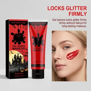 Gel pailleté rouge vif pour le maquillage du visage et du corps d'Halloween, fini longue durée