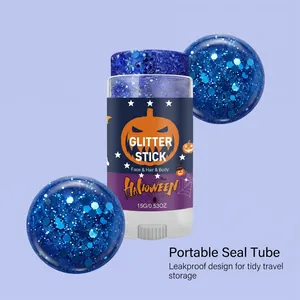 Professionele blauwe glitterstick voor Halloween make-up gezicht haar en lichaam