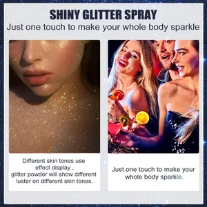 Efecto del spray de purpurina brillante en la piel en una fiesta nocturna