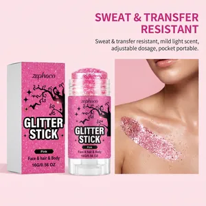 Rosa Glitzerstift auf der Haut mit schweiß- und abriebfester Wirkung für Gesicht und Körper