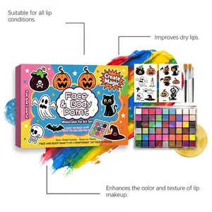 Set vivace di pittura per viso e corpo di Halloween per bambini con tatuaggi e pennelli