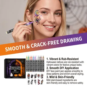 Halloween Gesichtsbemalung Set mit lebendigen temporären Tattoos für festliche Looks