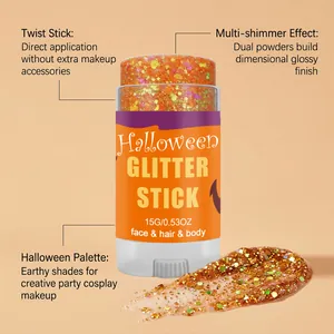 Detail van oranje Halloween glitterstick met glinsterende textuur en effect