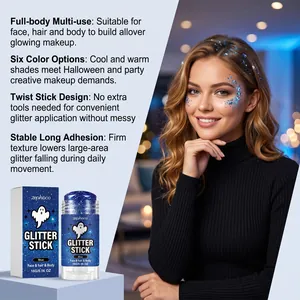 Vista dettagliata del bastoncino di glitter blu per Halloween con applicazione del modello