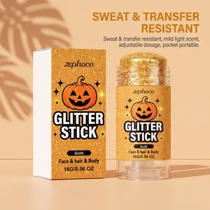 Primo piano professionale dello stick glitterato dorato zephoco per viso e corpo
