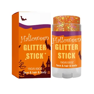 Oranje Halloween glitterstick voor gezicht haar en lichaam met verpakking