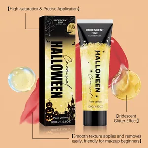 Pale yellow iridescent glitter gel for Halloween face and body makeup effects