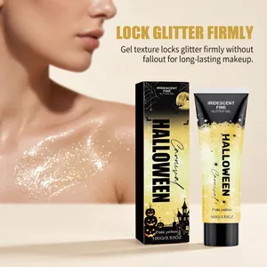 Iridescent pale yellow glitter gel for face and body Halloween makeup effects