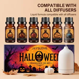 Set de aceites aromáticos Halloween JAYSUING con 6 aromas estacionales y caja de regalo