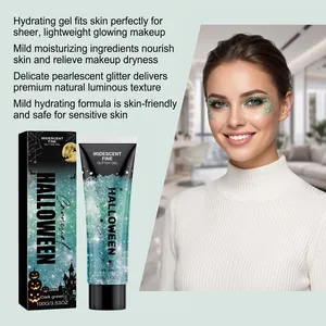 Premium dark green Halloween iridescent fine glitter gel for a glowing makeup look