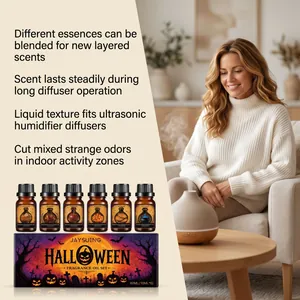 Set de aceites aromáticos de Halloween para difusores en un ambiente hogareño acogedor