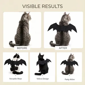 Vergleich von Katzen mit Halloween-Fledermausflügeln und Klettverschluss-Design.