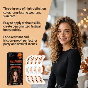 Halloween pumpkin temporary tattoo freckle stickers 4-piece set for festival looks