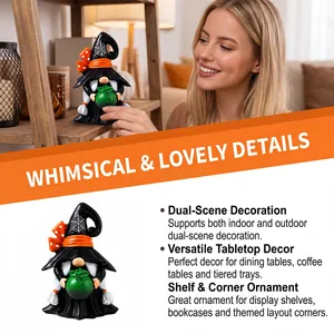 Halloween gnome resin figurine for whimsical and lovely tabletop home decoration