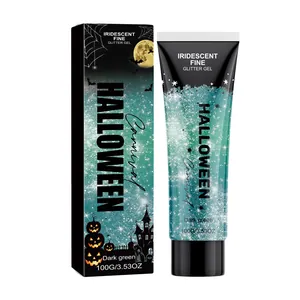 Halloween dark green iridescent fine glitter gel 100g tube and festive display box