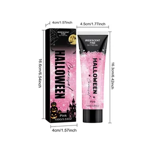 Dimensions détaillées du gel pailleté rose Halloween, tube de 100g et son coffret