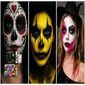 Kit professionnel de peinture pour visage et corps Halloween avec palette multicolore