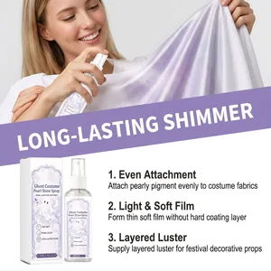Usage of Halloween pearl shine spray creating a shimmering purple glow on white fabric