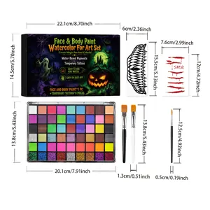 Kit de peinture professionnelle Halloween visage et corps avec 50 couleurs et dimensions