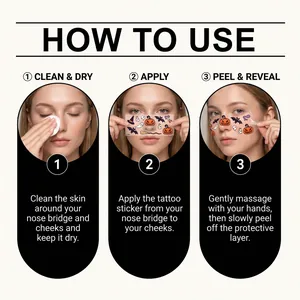 Detailed how-to-use guide for applying Halloween pumpkin face tattoo stickers on skin