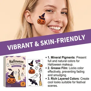 Detailed features of skin-friendly Halloween temporary tattoos with pumpkin motifs