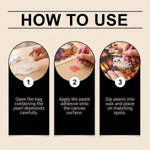 Step-by-step guide on how to use Halloween ghost DIY pearl diamond painting kit tutorial