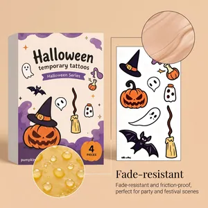 Waterproof Halloween temporary tattoos set with pumpkin ghost designs for festival
