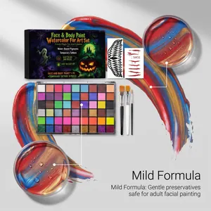 Kit de maquillage Halloween avec palette de 50 couleurs pour le visage et le corps
