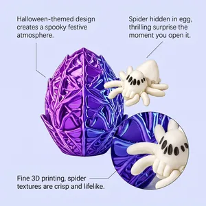 Close-up detail of a 3D printed Halloween spider egg toy featuring realistic textures