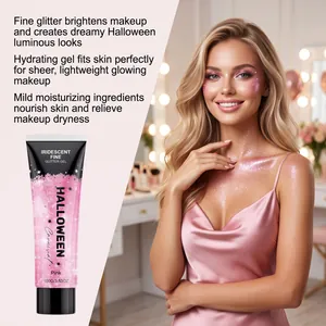 Gel pailleté rose iridescent pour les looks de maquillage de fête d'Halloween corps