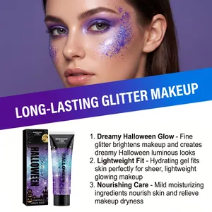 Λεπτομερής προβολή των εφέ glitter gel Halloween και των θρεπτικών χαρακτηριστικών.