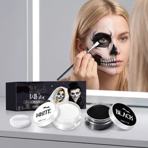 Halloween Black White Face Body Paint Set Vampire Clown Skull Makeup Kit With Brushes Sponge 40g Professional Paint Kit
