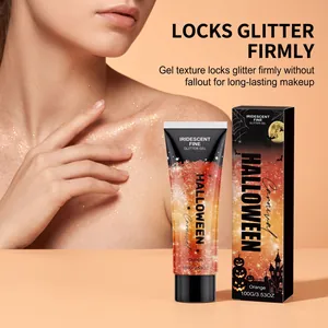 Détail du gel pailleté orange pour Halloween montrant parfaitement l'effet peau